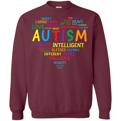 Autism Heart Autism Awareness T-shirt Maroon