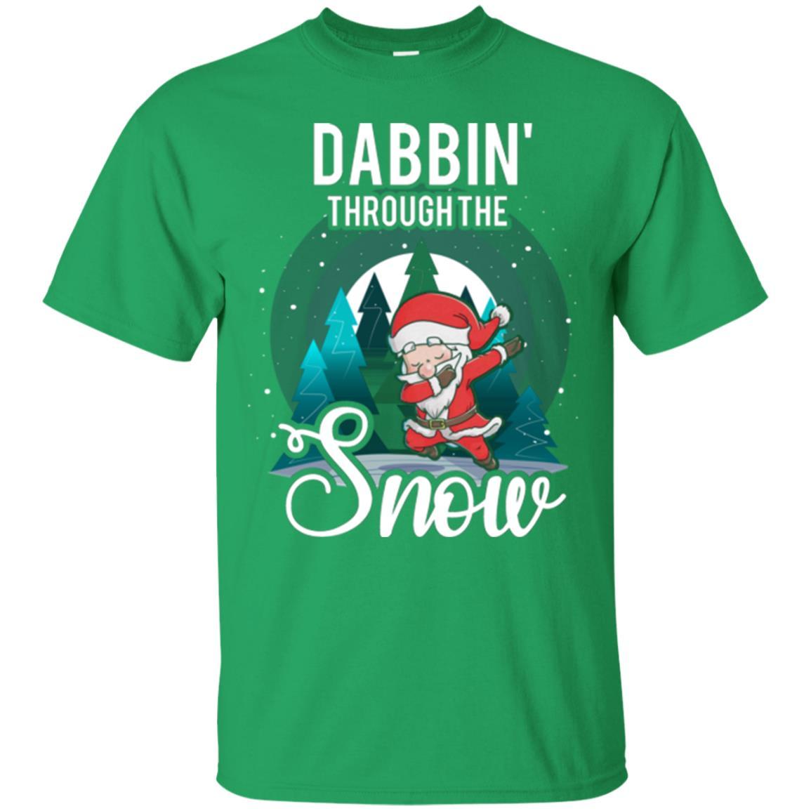 Christmas T-shirt Santa Claus Dabbing Through The Snow Irish Green