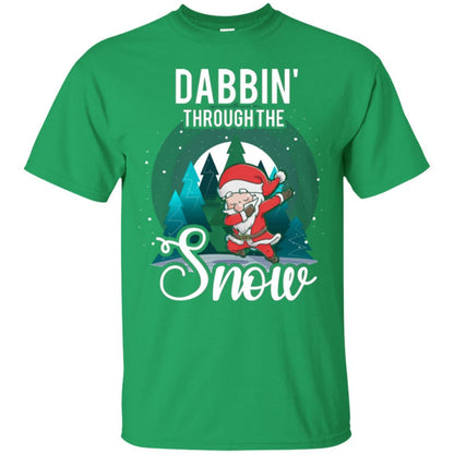 Christmas T-shirt Santa Claus Dabbing Through The Snow Irish Green