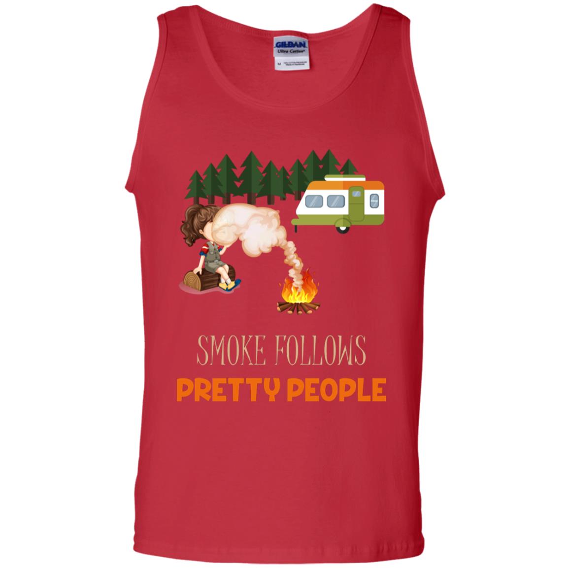 Smoke Follows Pretty People Camping Bbq Gift Shirt Red
