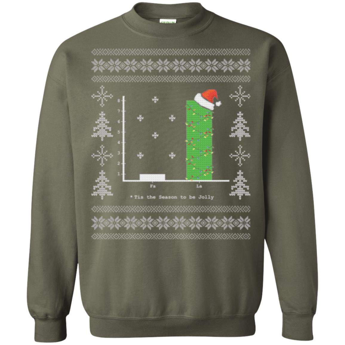 Christmas T-shirt Carol Bar Graph Military Green