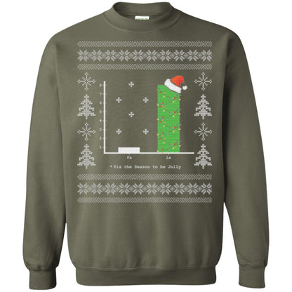 Christmas T-shirt Carol Bar Graph Military Green