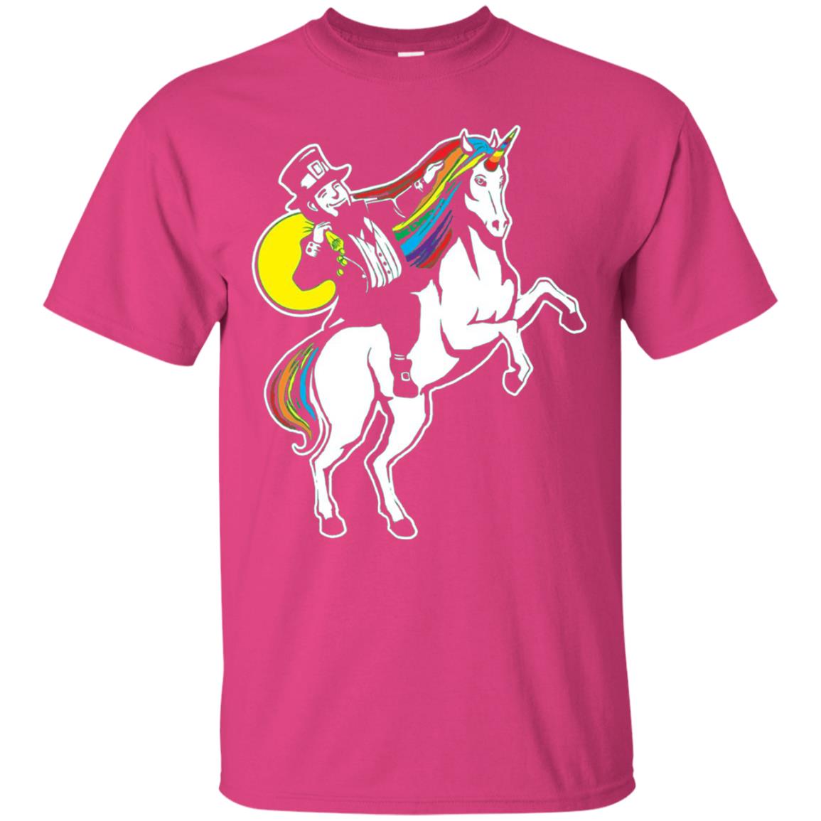 St Patrick Day Lepricorn Leprechaun Riding Unicorn T-shirt Heliconia
