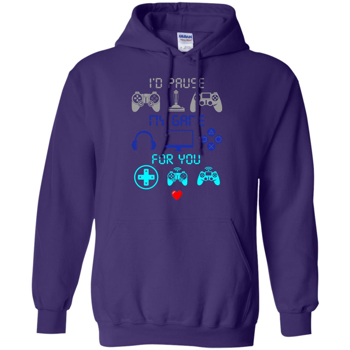 Gamer T-shirt I'd Pause My Game For You Purple