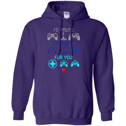 Gamer T-shirt I'd Pause My Game For You Purple