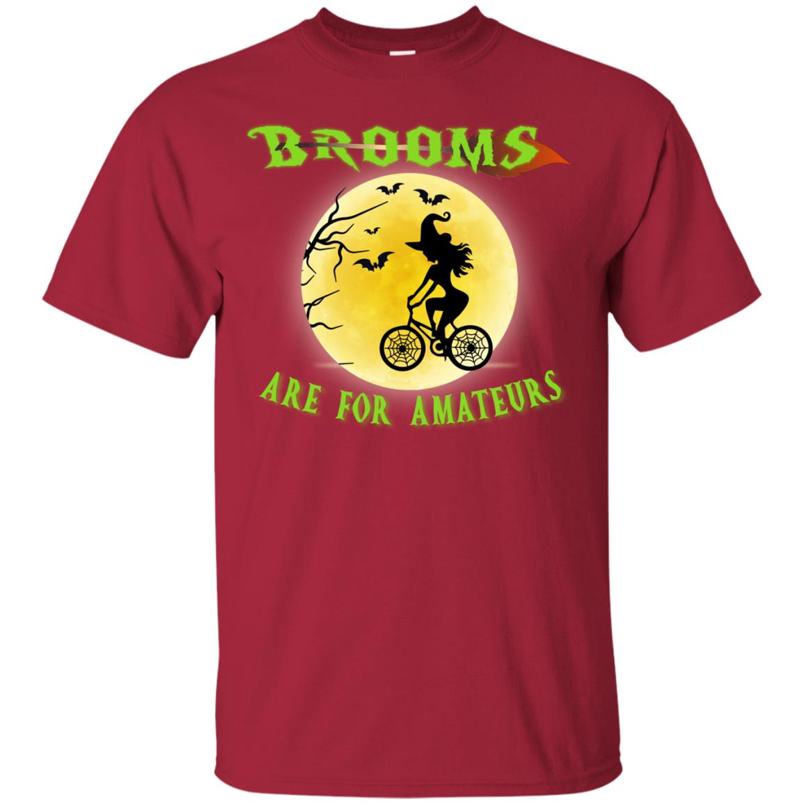 Brooms Are For Amateurs Witches Ride A Bicycle Funny Halloween Shirt Cardinal