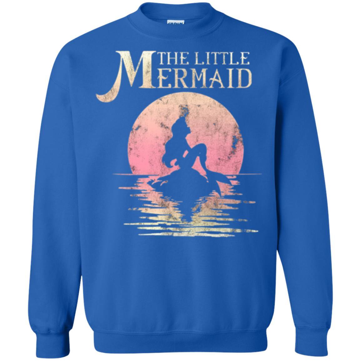 Cartoon T-shirt The Little Mermaid Ariel Rock Moon Silhouette Royal