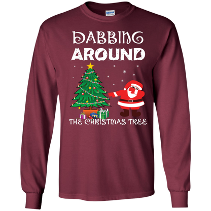Christmas T-Shirt Dabbing Around The Christmas Tree Maroon