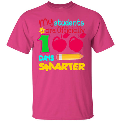 My Students Are Officially 100 Days Smarter Teachers T-shirt Heliconia