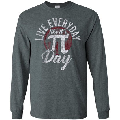 Live Everyday Like It_s Pi Day Distressed Pi Day T-shirt Dark Heather