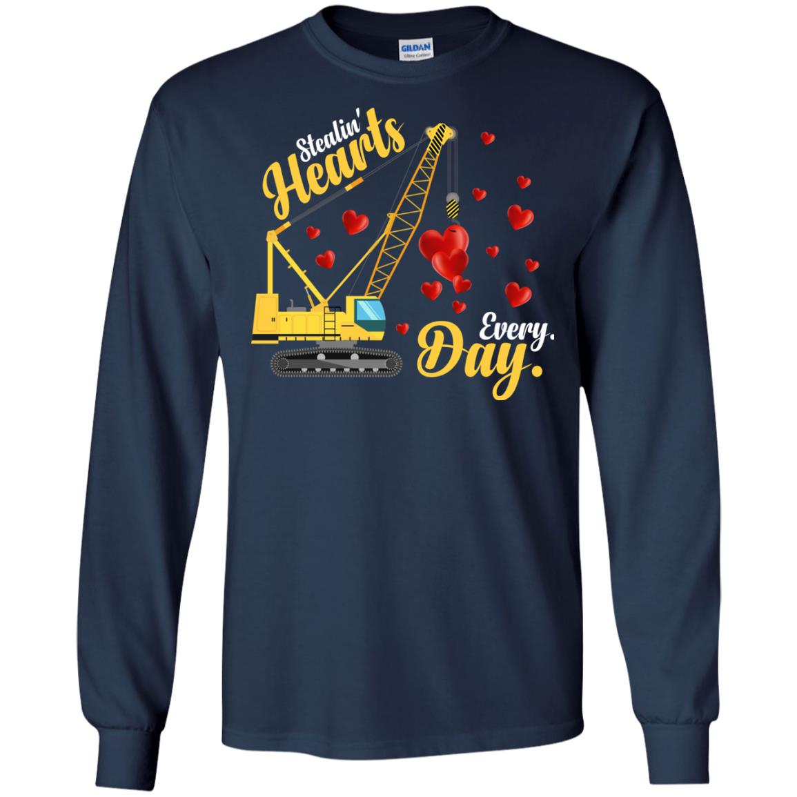 Valentines Day T-shirt Stealin' Hearts Every Day With Crane Navy