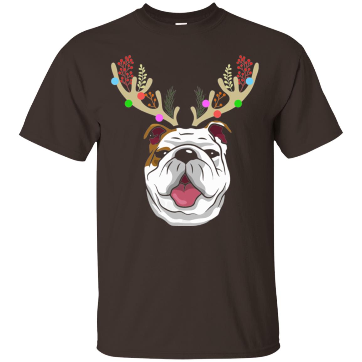 Dog Lovers T-shirt Funny Bulldogs With Antlers Dark Chocolate