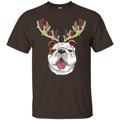 Dog Lovers T-shirt Funny Bulldogs With Antlers Dark Chocolate