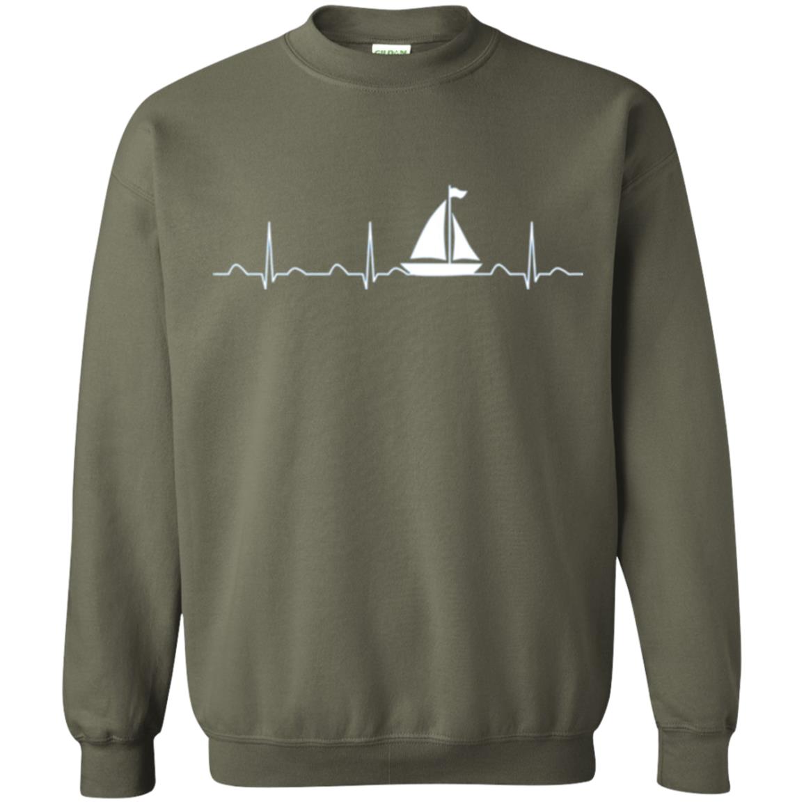 Boating Sailor T-shirt Heartbeat Military Green