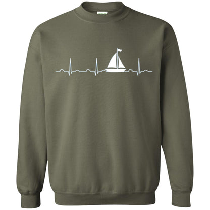 Boating Sailor T-shirt Heartbeat Military Green