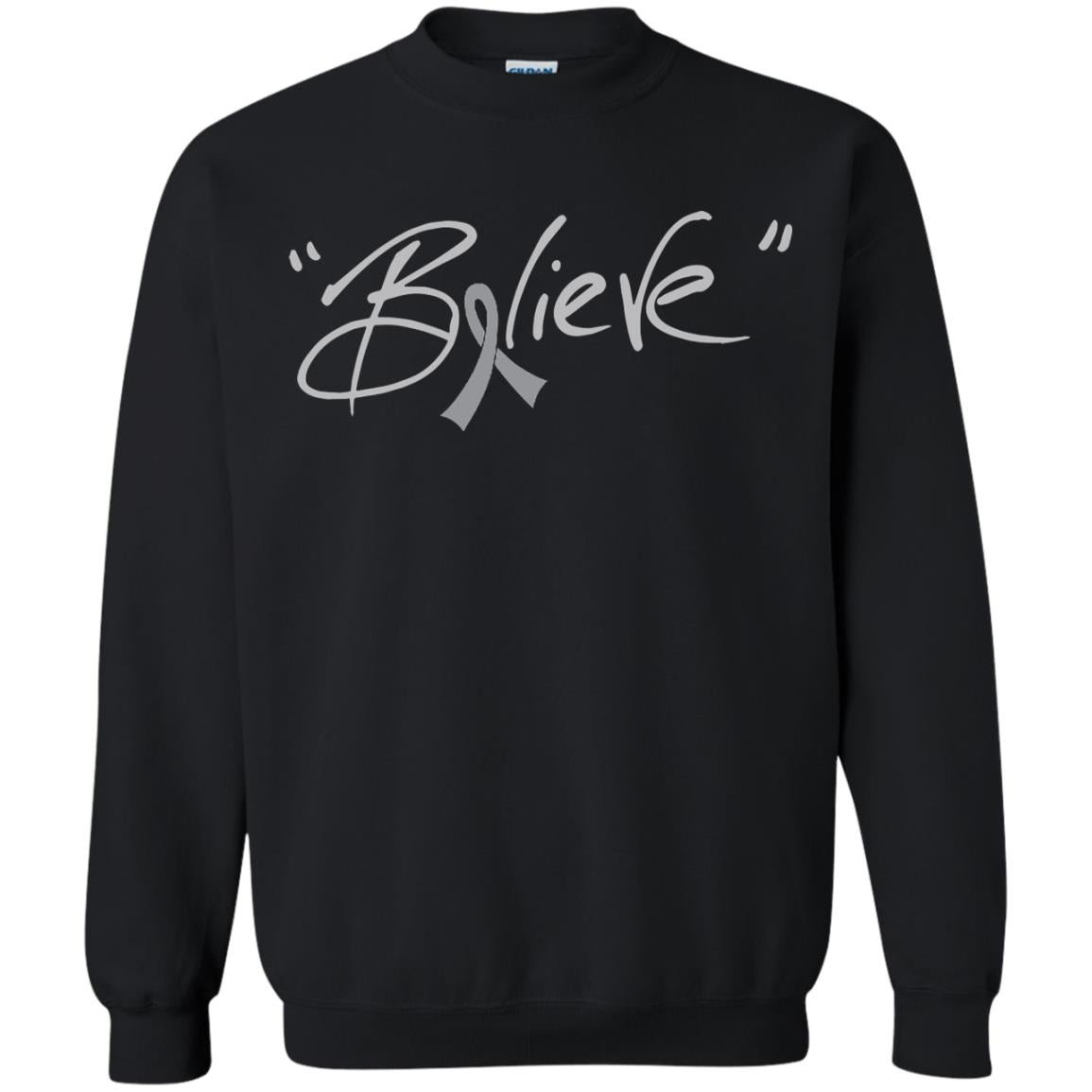 Brain Cancer Awareness Shirt Grey Ribbon Believe Black