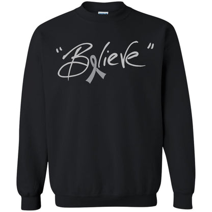 Brain Cancer Awareness Shirt Grey Ribbon Believe Black