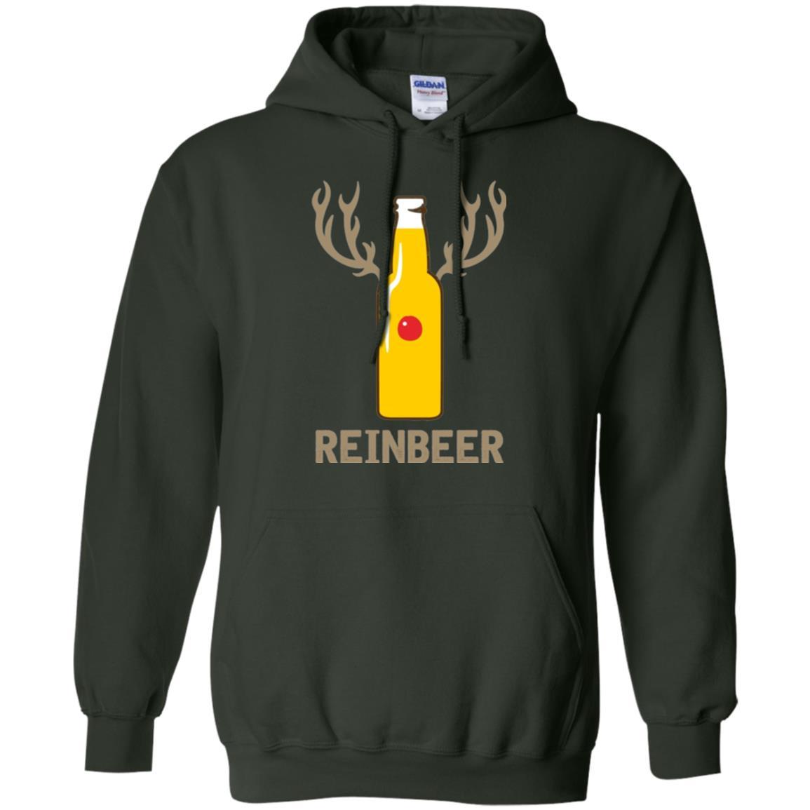 Christmas T-shirt Reinbeer Bottle Drinking Forest Green