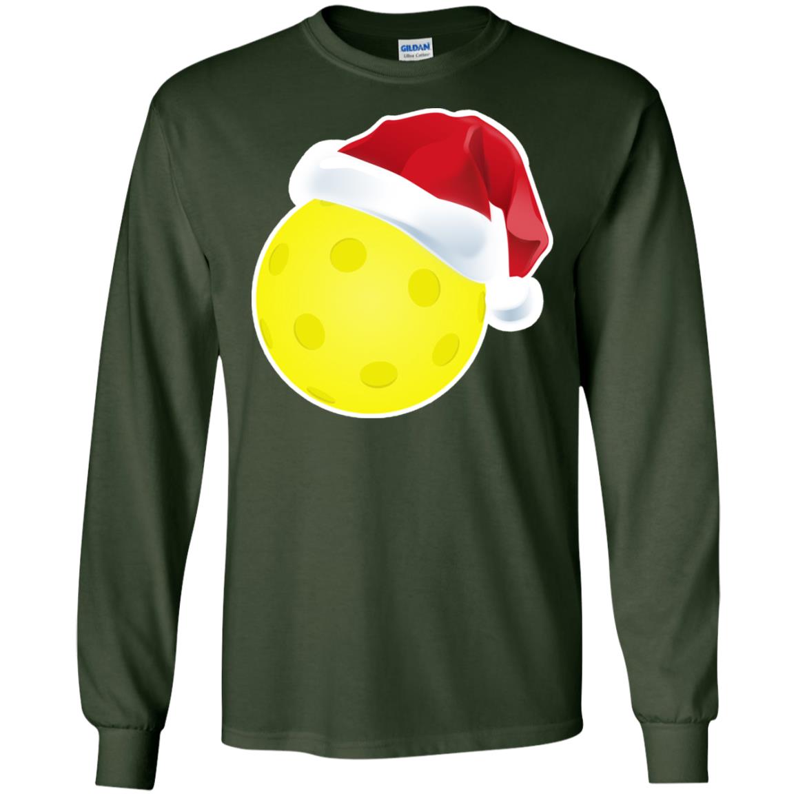 Pickleball With Santa Claus Hat X-mas Shirt For Pickleball Lovers Forest Green