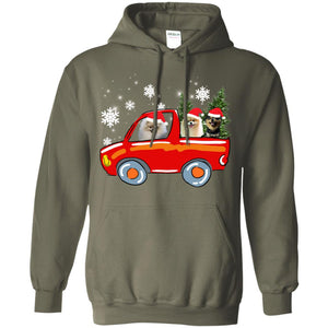 Pomeranians Dogs On Car Merry Christmas Gift ShirtG185 Gildan Pullover Hoodie 8 oz.