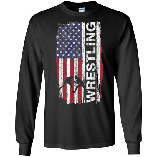 Usa Flag Wrestling T-shirt Black