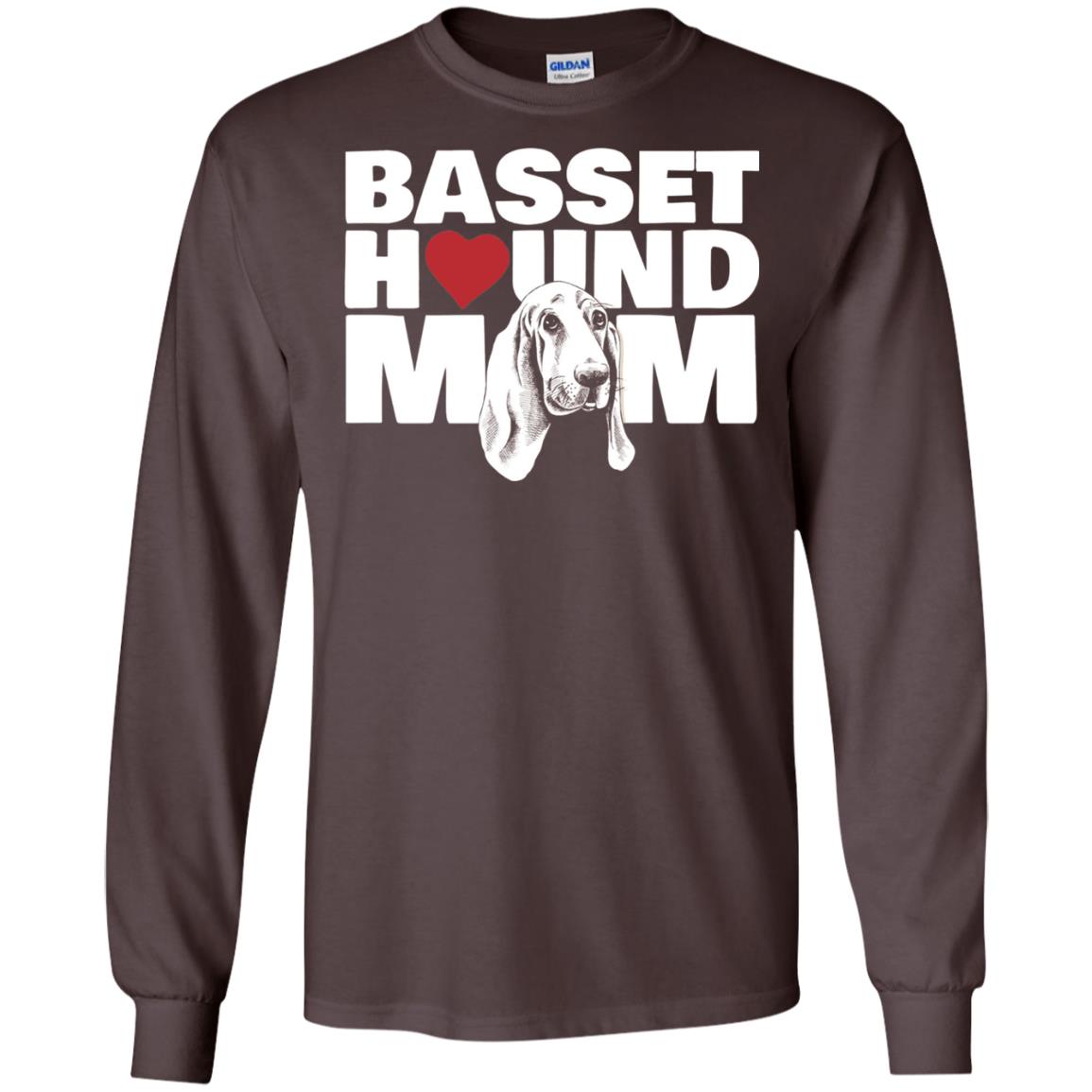 Basset Hound Mom Heart T-shirt Dark Chocolate