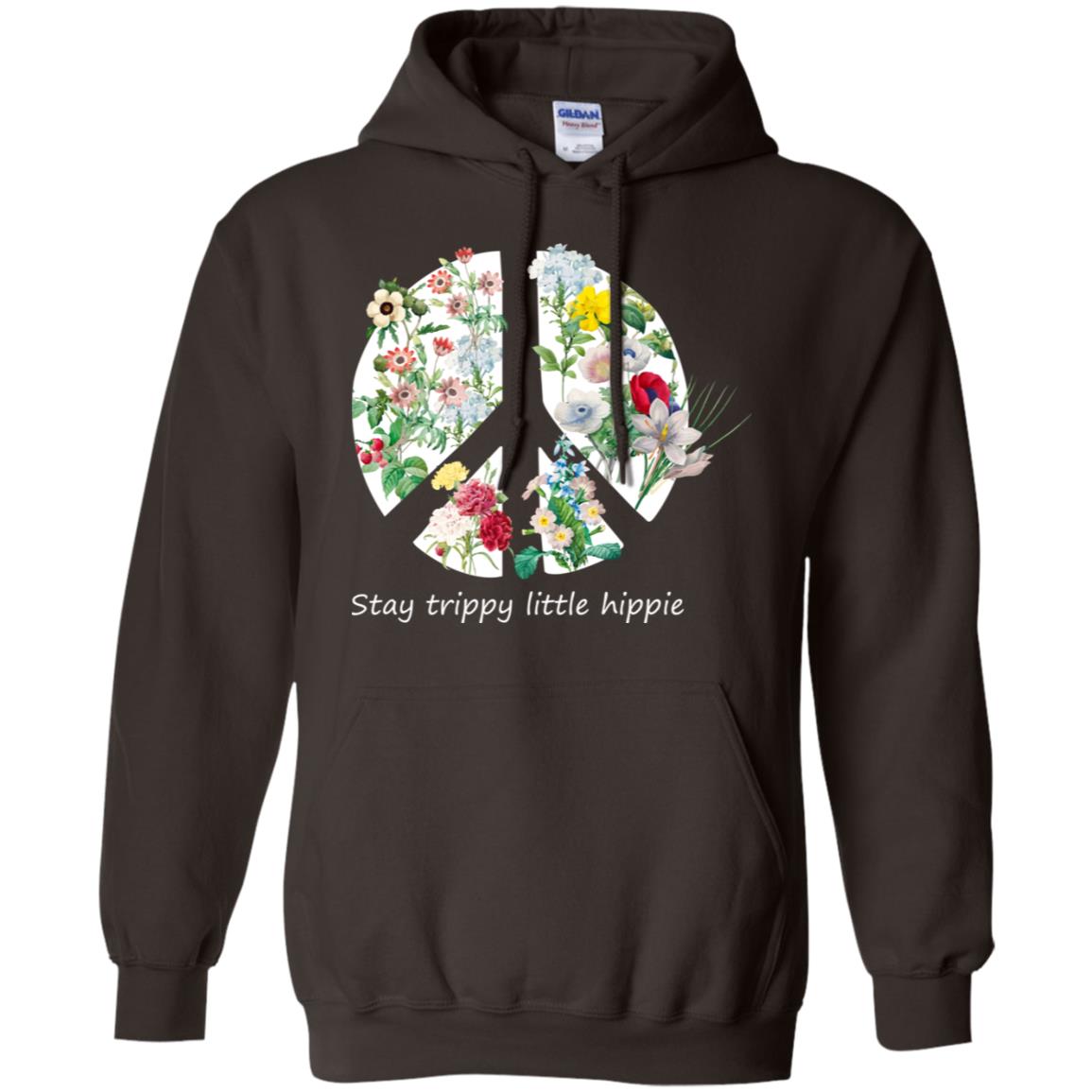 Stay Trippy Little Hippie Peace Sign Shirt Dark Chocolate