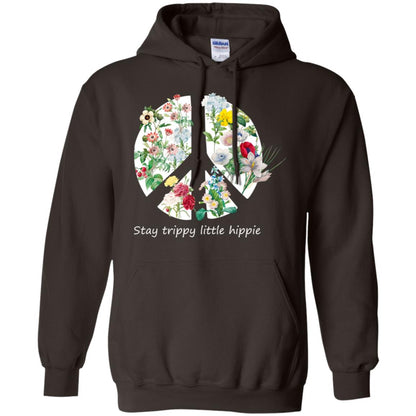 Stay Trippy Little Hippie Peace Sign Shirt Dark Chocolate