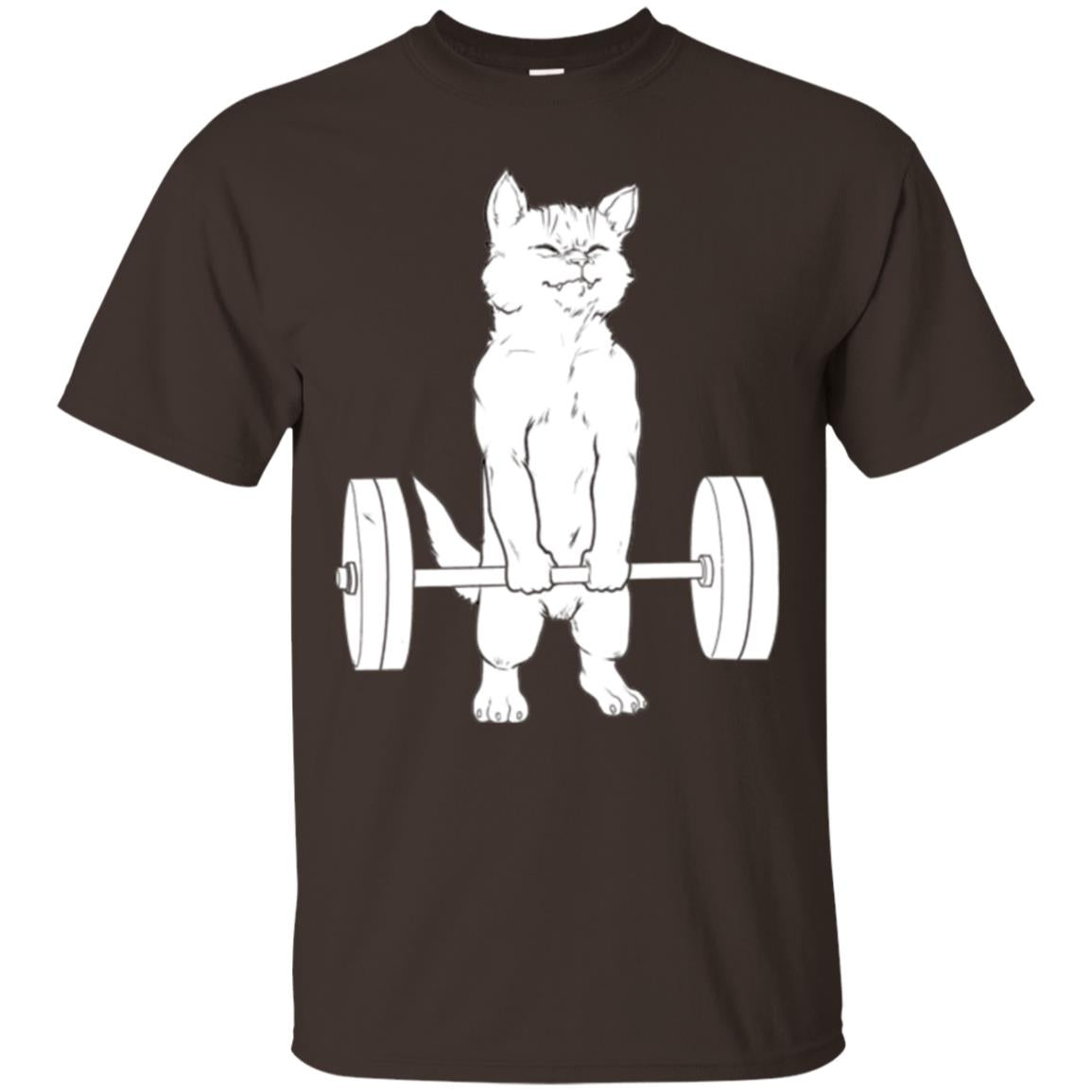 Gymming Lovers T-shirt Cat Deadlift Powerlifting Dark Chocolate