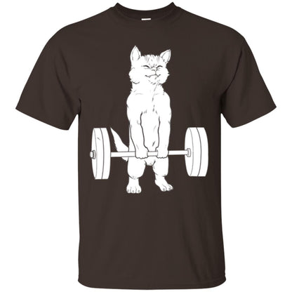 Gymming Lovers T-shirt Cat Deadlift Powerlifting Dark Chocolate