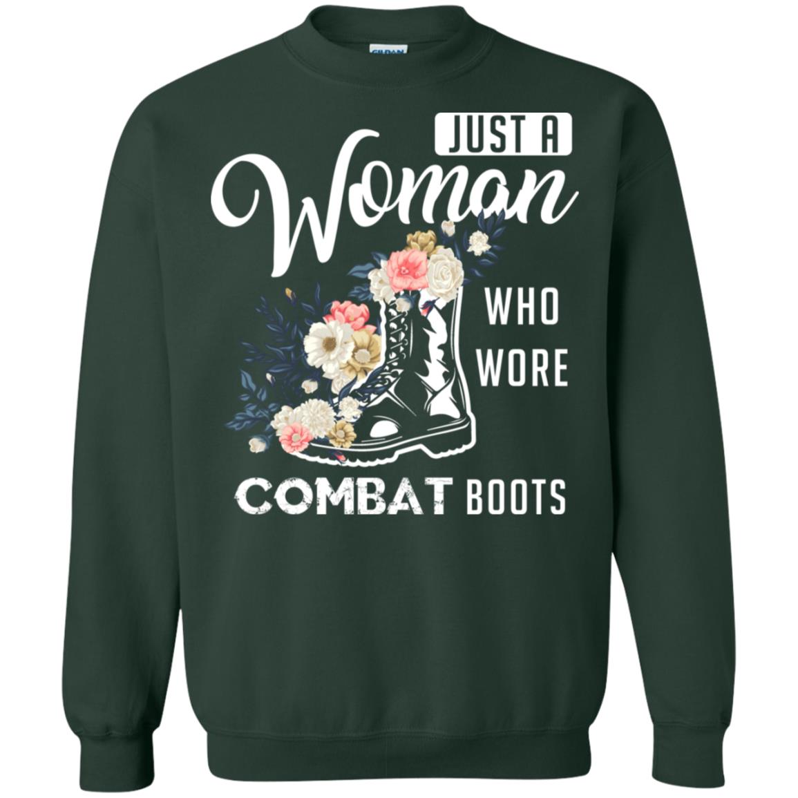 Just A Woman Who More Combat Boots Female Veteran T-shirt Forest Green