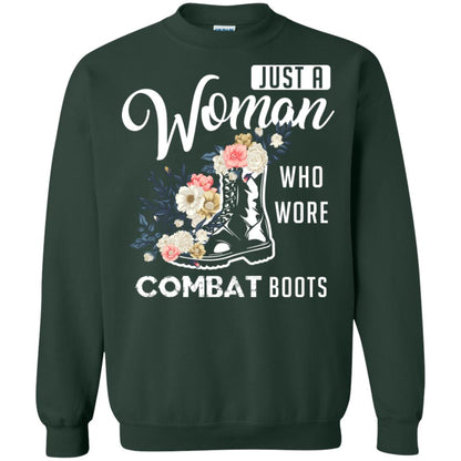 Just A Woman Who More Combat Boots Female Veteran T-shirt Forest Green