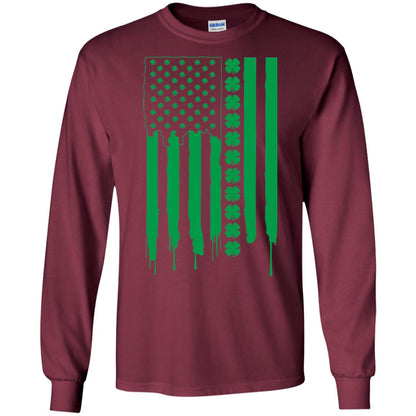 Irish American Flag St Patrick_s Day T-shirt Maroon