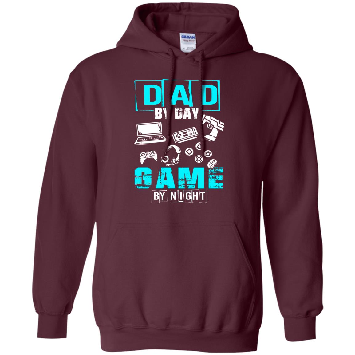 Dad By Day Gamer By Night Gamer T-shirt Maroon