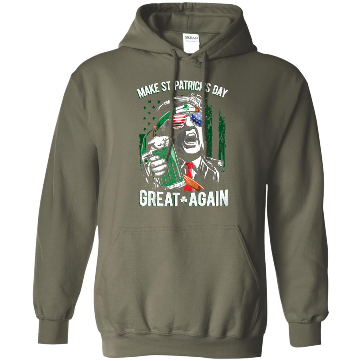 Make St Patricks Day Great Again Trump Leprechaun T-shirt Military Green