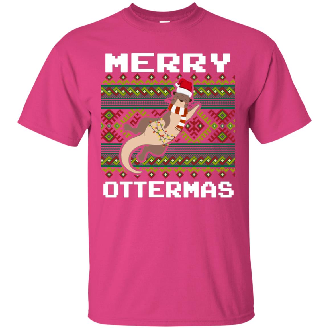 Merry Ottermas Funny Otter Lovers Ugly Sweater X-mas Gift Shirt Heliconia