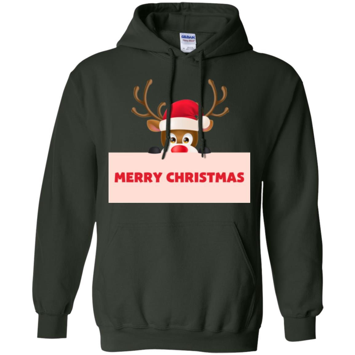 Christmas T-shirt Reindeer Merry Christmas T-shirt Forest Green