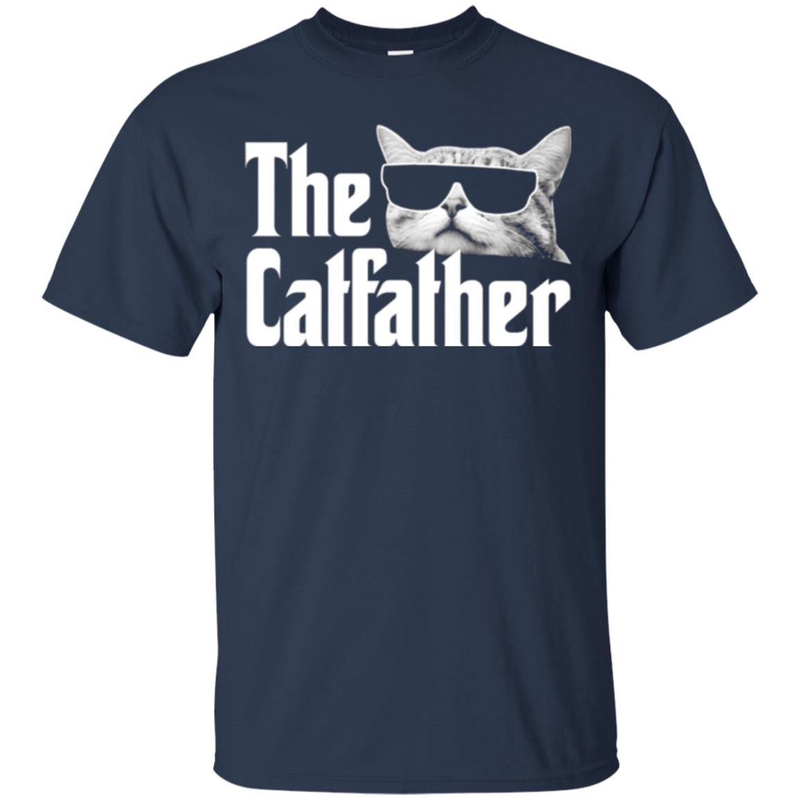 Funny Gift Shirt For Cat Daddy The Catfather T-shirt Navy