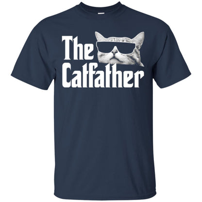 Funny Gift Shirt For Cat Daddy The Catfather T-shirt Navy