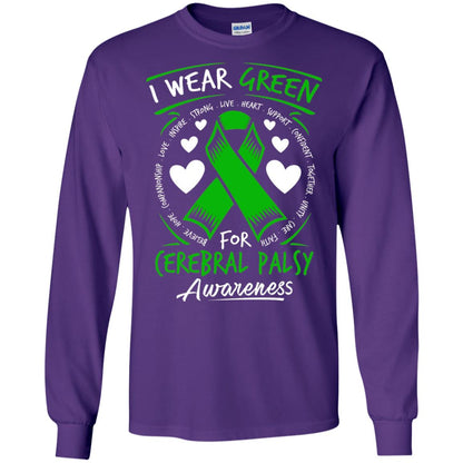 Cerebral Palsy Awareness T-shirt I Wear Green Purple