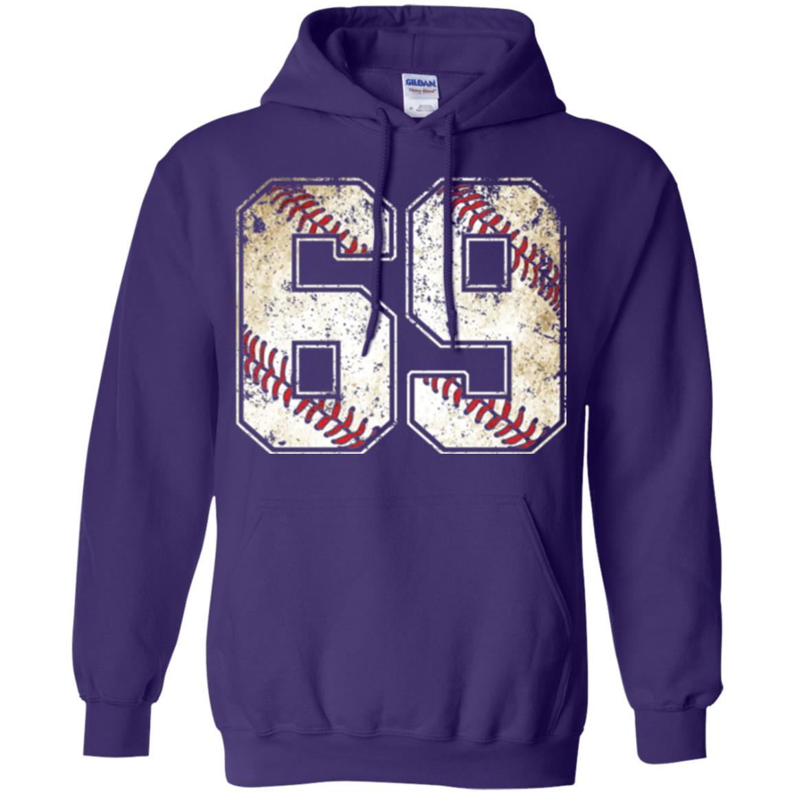 Baseball Player T-shirt Jersey Number 69 Retro Vintage Purple