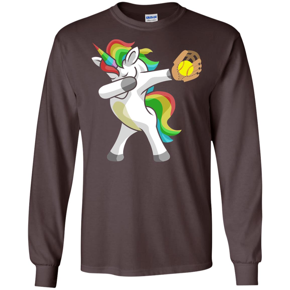 Dabbing Unicorn Softball T-shirt Funny Dabbing Dark Chocolate