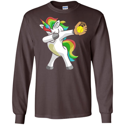 Dabbing Unicorn Softball T-shirt Funny Dabbing Dark Chocolate