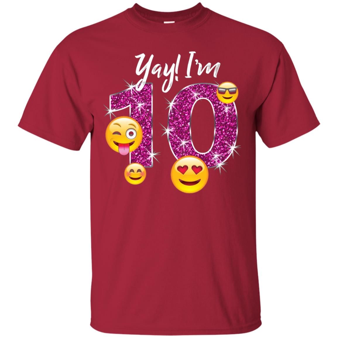 Funny Emoji Birthday 10th Birthday T-shirt Cardinal