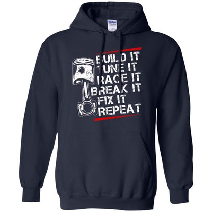 Build It Tune It Race It Break It Fix It Repeat Racecar Steps T-shirt Navy