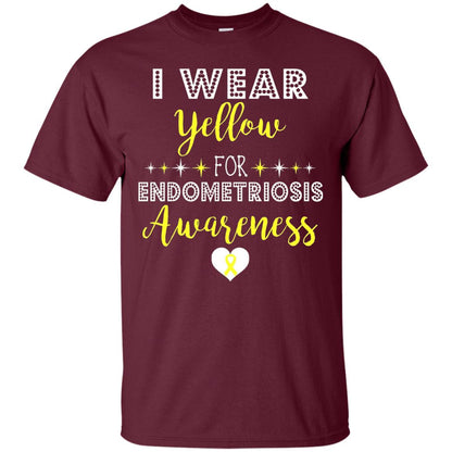 I Wear Yellow For Endometriosis Awareness Support Gift Shirt Maroon