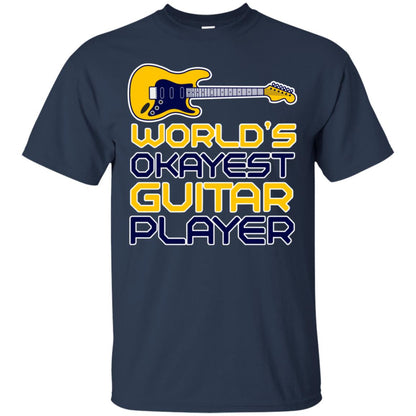 World's Okayest Guitar Player Gift Shirt For Guitarist Navy