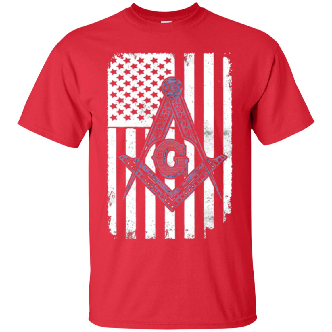 Freemason Usa Flag Logo Freemasonry America T-shirt Red
