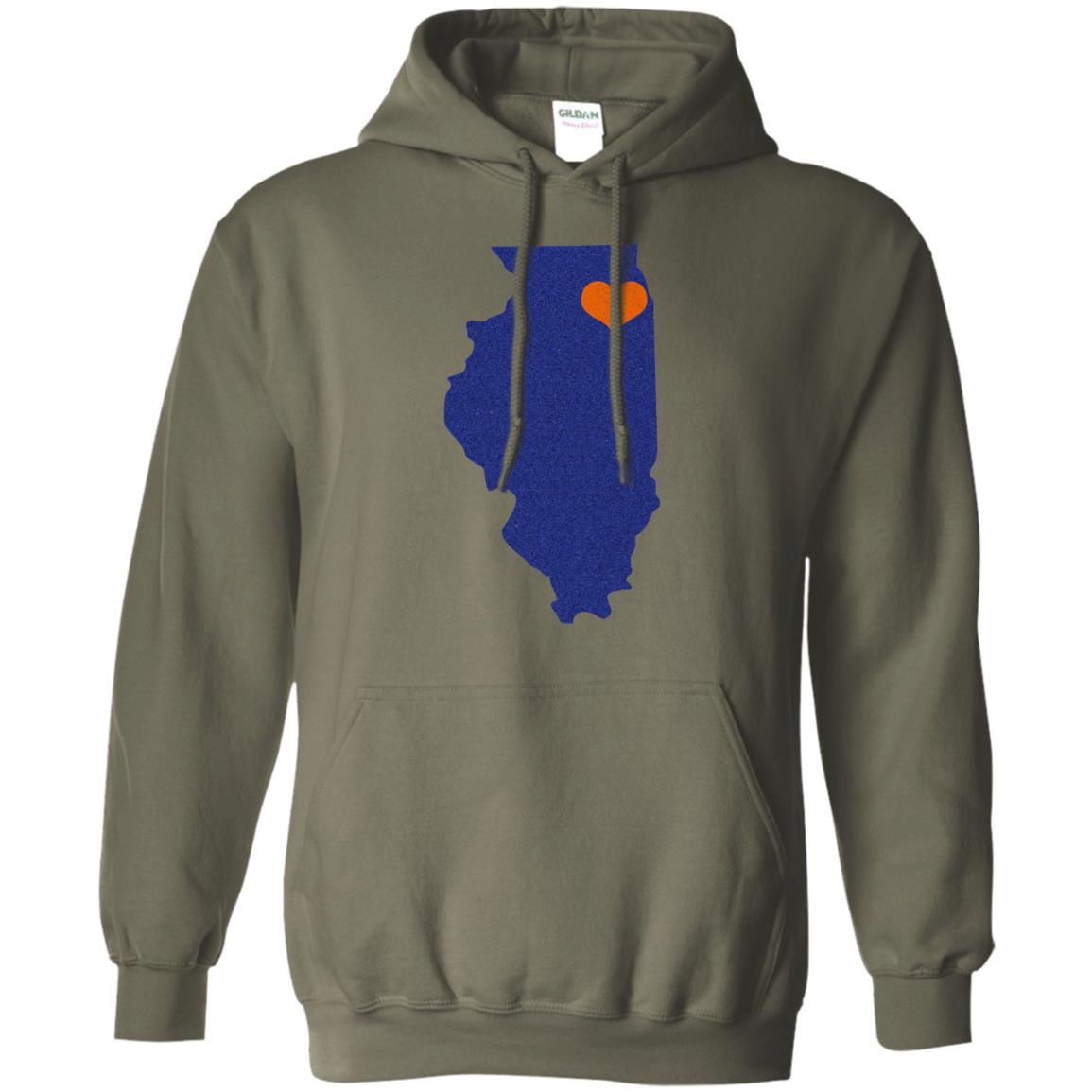 Football T-shirt Chicago Illinois Heart Military Green