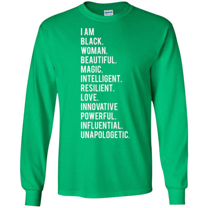 I Am Black Woman Black History Month 2018 T-shirt Irish Green
